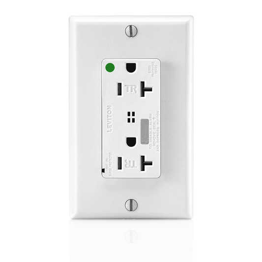 20 Amp, 125 Volt, Decora Plus Surge Protective Duplex Receptacle Outlet, Heavy Duty Hospital Grade