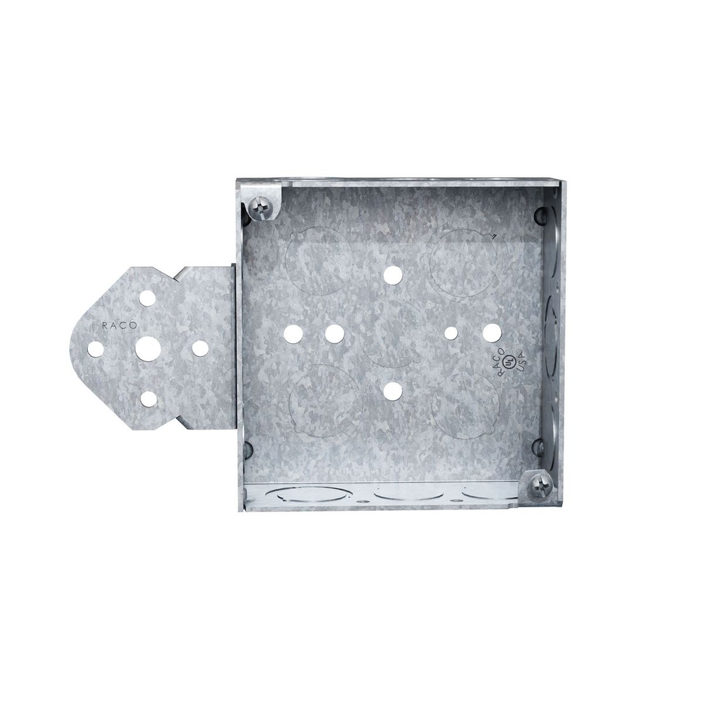 4 in. Square Box, Welded, 1-1/2 in. Deep with Nine 1/2 in. KO's and Five TKO's, Flush, B Bracket