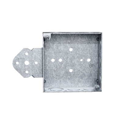 4 in. Square Box, Welded, 1-1/2 in. Deep with Nine 1/2 in. KO's and Five TKO's, Flush, B Bracket