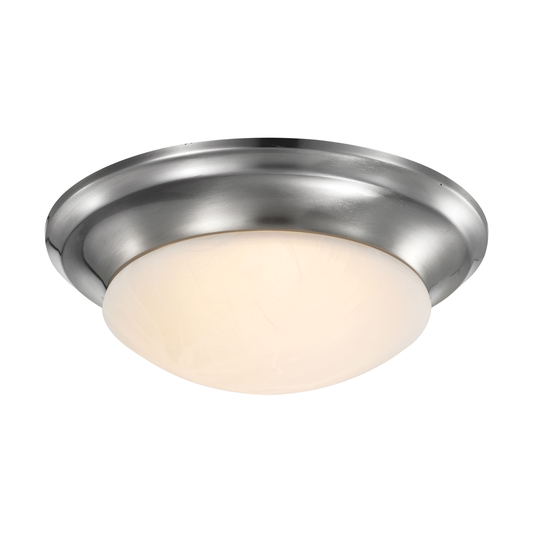 19 Watt; 11 inch; LED Twist & Lock Flush Mount Fixture; Dimmable; Brushed Nickel; Frosted Glass