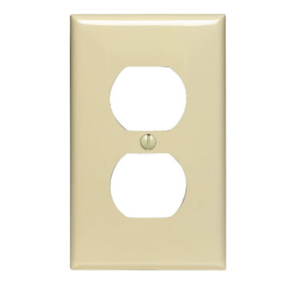 1-Gang Duplex Outlet/Receptacle Wallplate, Standard Size, Thermoplastic Nylon, Light Almond