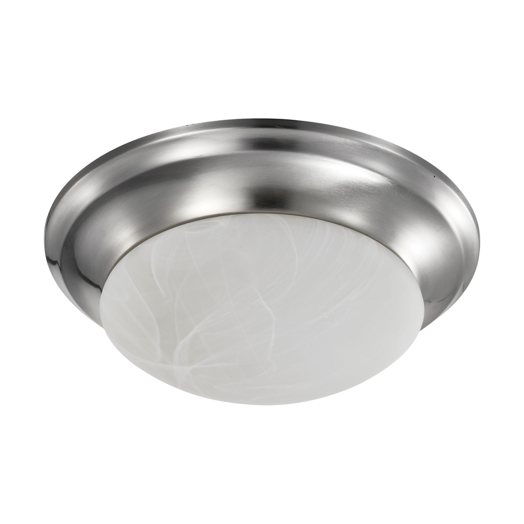 19 Watt; 11 inch; LED Twist & Lock Flush Mount Fixture; Dimmable; Brushed Nickel; Frosted Glass