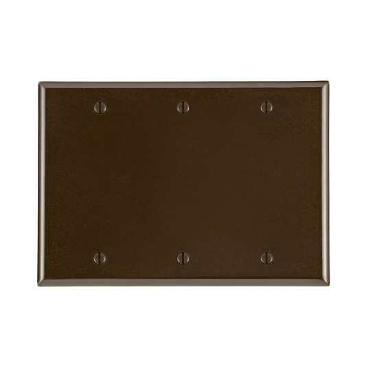 3-Gang No Blank Wallplate, Standard Size, Thermoset, Brown