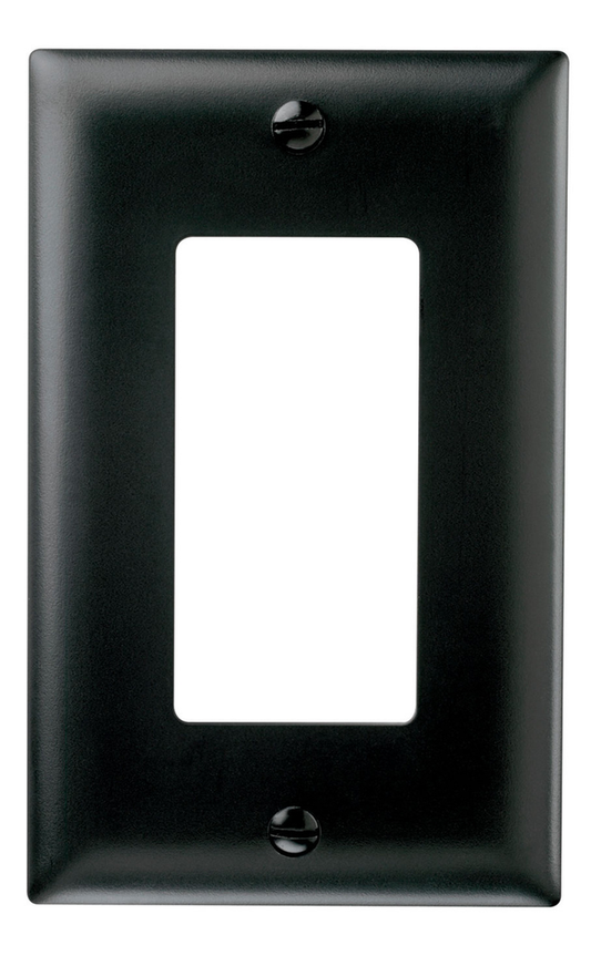 1-Gang Thermoset Wall Plate, 1 Decorator Opening, Black