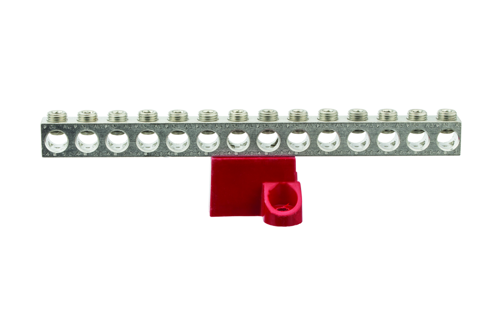 Aluminum Isolated Ground Bar, AL/CU 2/0-14 AWG Range, 14 Circuits