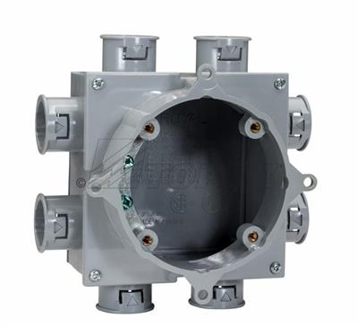 4 x 1/2" / 4 x 3/4" PVC ENT Slab Box with Connectors