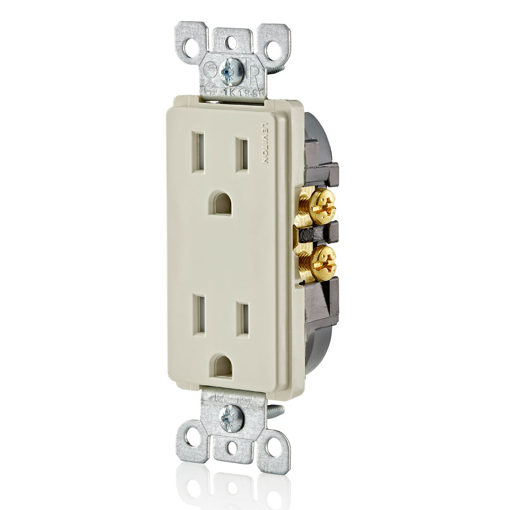 15 Amp Decora Tamper-Resistant Duplex Outlet/Receptacle, Grounding, Light Almond