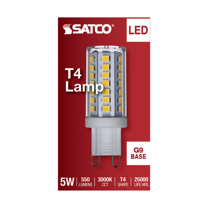 5 Watt; JCD LED; Clear; 3000K; G9 Base; 120 Volt