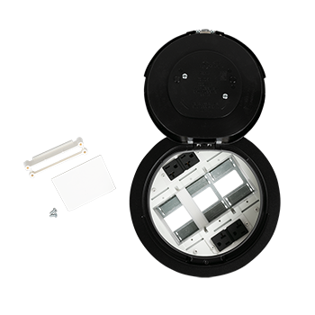 8AT Prewired Evolution™ Poke Thru Device, Flush Style Cover, Black
