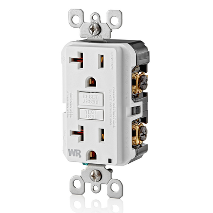 20 Amp GFCI Weather-Resistant Outlet, Self Test, with LED Indicator Light