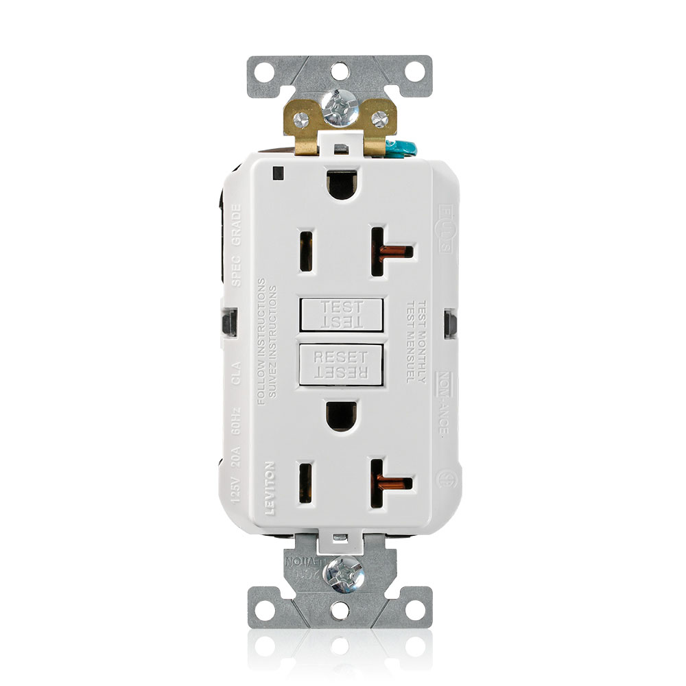 20 Amp SmartlockPro® GFCI Receptacle/Outlet, Industrial Grade, Lev-Lok