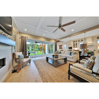 68" Carved Wood Blade Brushed Nickel ceiling fan