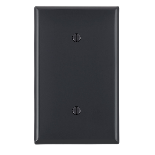 1-Gang Blank Wallplate, Standard Size, Thermoplastic Nylon, Black