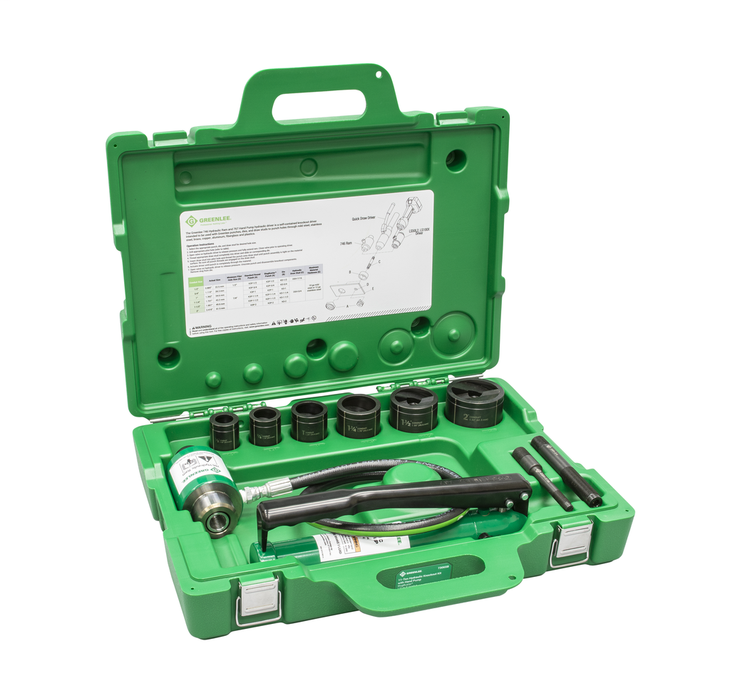 11-Ton Hydraulic Knockout Kit with Hand Pump and Slug-Buster® 1/2" - 2"