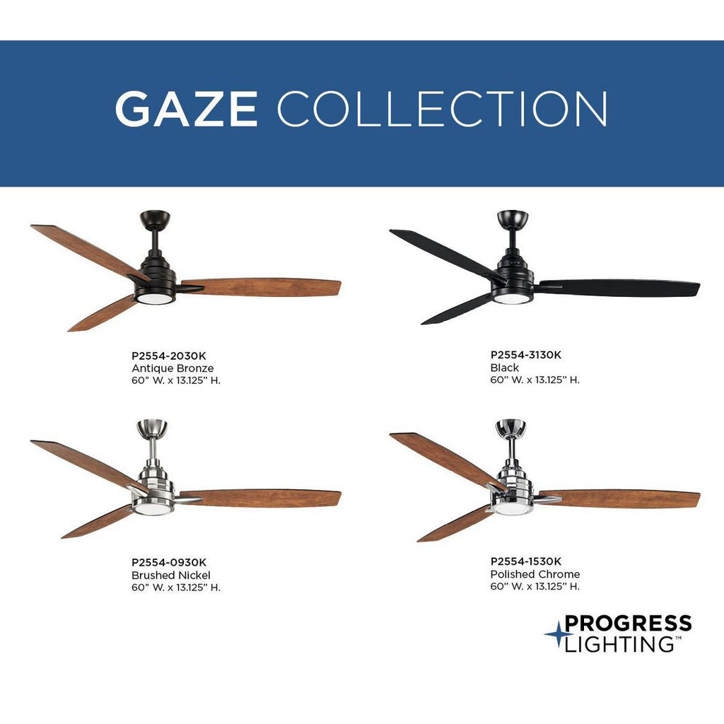 60" LED 3-Blade ceiling fan in Brushed Nickel