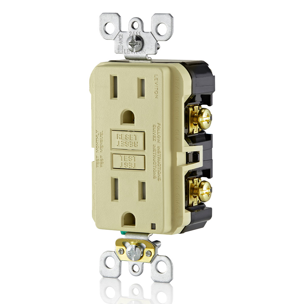 15 Amp, Self Test, Tamper-Resistant GFCI Outlet with LED Indicator Light