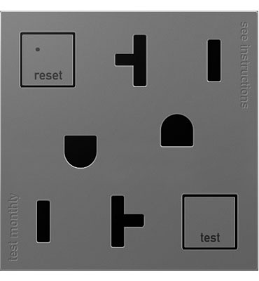 adorne® Tamper-Resistant 20A Duplex Self-Test GFCI Receptacles, Magnesium