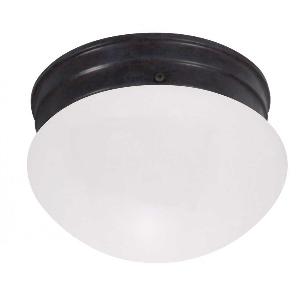 1 Light - 8" Flush with Frosted Glass - Mahogany Bronze Finish