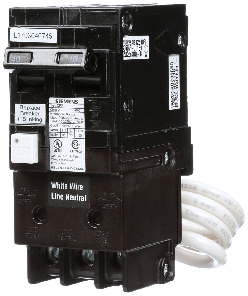 BRKR QPF GFCI 5mA 2P 240V 40A 10KA