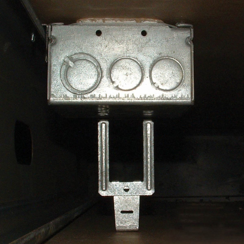 4 in. Square Box, Welded, 2-1/8 in. Deep, Ten 1/2 in. KO's and Six TKO's, Raised Ground, UBS, HM Bracket