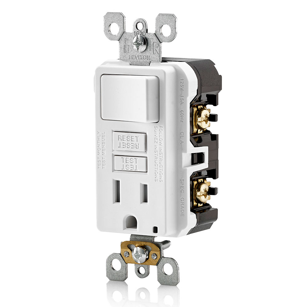 15 Amp, Self Test, Tamper-Resistant GFCI Switch/Outlet Combo with LED Indicator Light