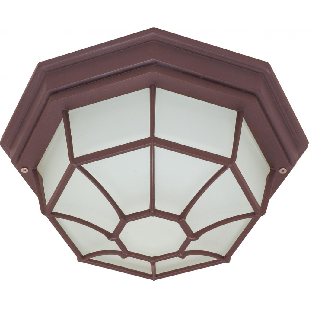 1 Light - 12" Flush Spider Cage with Glass Lens - Old Bronze Finish