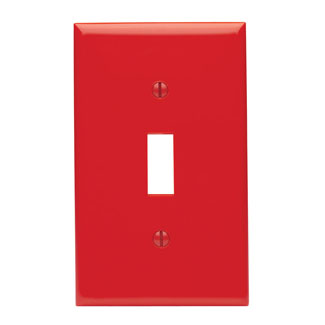 1-Gang Toggle Switch Wallplate, Standard Size, Thermoplastic Nylon, Red