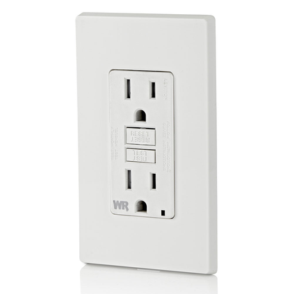 15 Amp GFCI Weather-Resistant Outlet, Self Test, Tamper-Resistant with LED Indicator Light