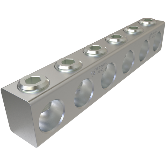 Aluminum Multi-Tap Connector, Dual Rated, Conductor Range 350-6, 6 Ports, UL