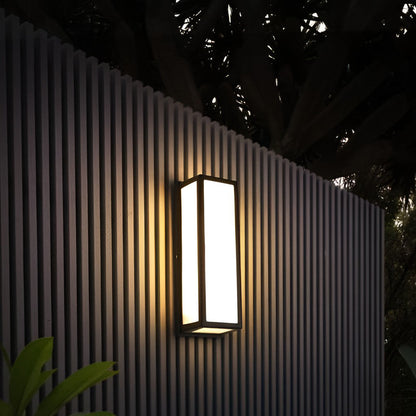[Open-Box] Warm White Rectangle LED Waterproof Motion Sensor Black Modern Wall Sconce Lighting