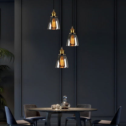 [Open-Box]Retro Creative Glass Electroplated Smoke Gray Industrial Pendant Lamp
