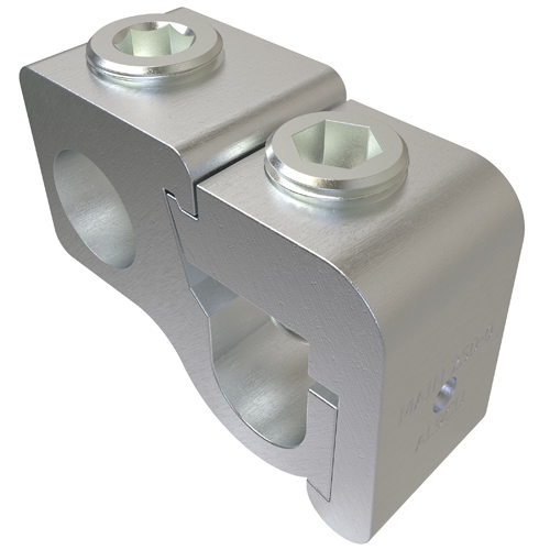 Aluminum Parallel Tap Connector, Dual Rated, Main Conductor Range 250-1/0, Tap Range 250-6, Tin Plated, UL, CSA
