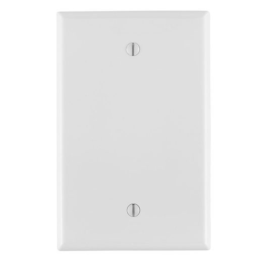 1-Gang Blank Wallplate, Midway Size, Thermoplastic Nylon, White