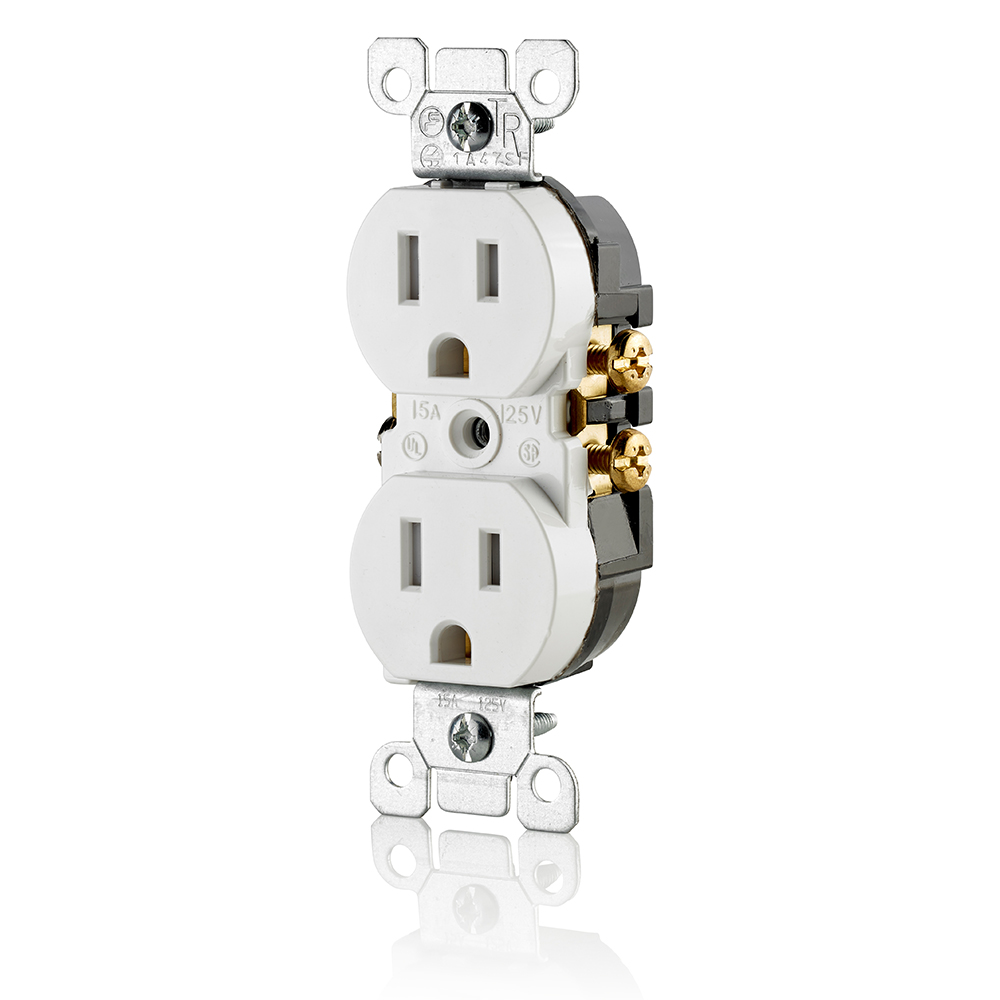 15 Amp Tamper-Resistant Duplex Outlet/Receptacle, Grounding, Light White