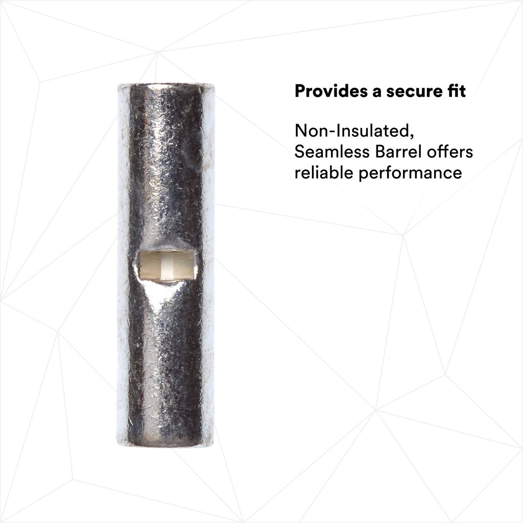 3M Scotchlok Butt Connector, Non-Insulated Seamless M10BCK, 12-10 AWG, built-in wire stop for correct positioning, 500/Case