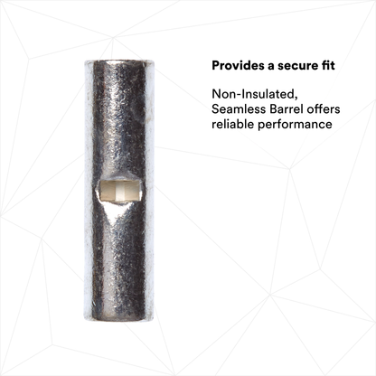3M Scotchlok Butt Connector, Non-Insulated Seamless M10BCK, 12-10 AWG, built-in wire stop for correct positioning, 500/Case