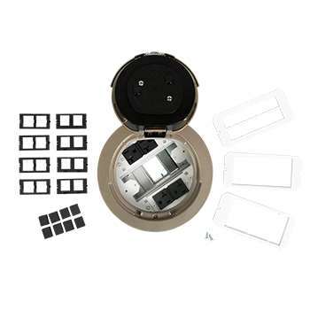 6AT Prewired Evolution™ Poke Thru Device, Flush Style Cover, Brass