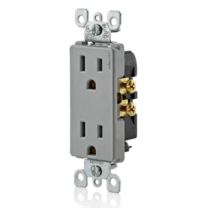 15 Amp Decora Duplex Outlet/Receptacle, Grounding, Gray