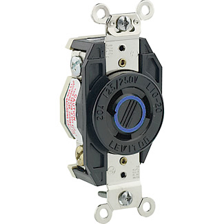 20 Amp, 250 Volt, Flush Mount Locking Receptacle, Industrial Grade