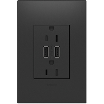adorne® Dual-USB Outlet , Graphite
