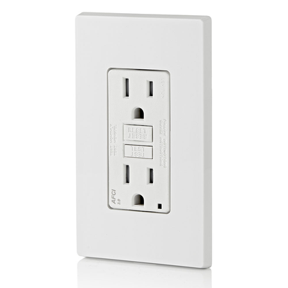 15 Amp, Self Test, Tamper-Resistant AFCI Outlet with LED Indicator Light