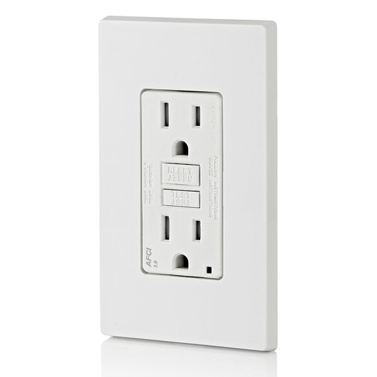 15 Amp, Self Test, Tamper-Resistant AFCI Outlet with LED Indicator Light