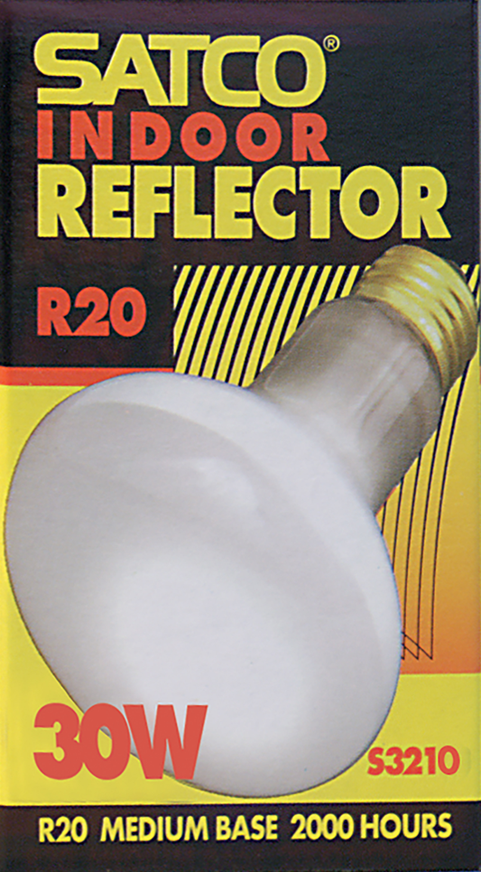 30 Watt R20 Incandescent; Frost; 2000 Average rated hours; 185 Lumens; Medium base; 120 Volt