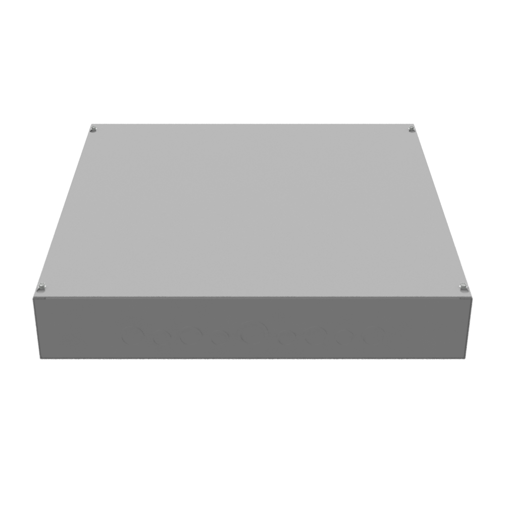 24X4X24 Screw Cover Type 1 UL Steel KOs Gray Cover w/Teardrop Slots Holes In Back