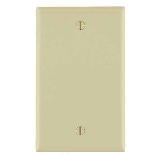 1-Gang Blank Wallplate, Standard Size, Thermoplastic Nylon, Ivory