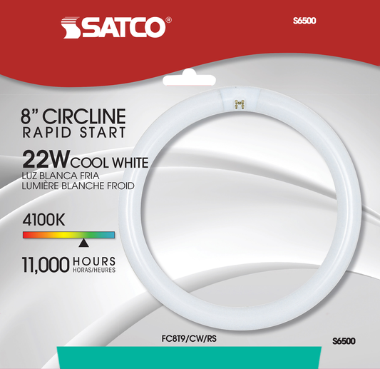 22 Watt; T9; Circline Fluorescent; 4100K Cool White; 62 CRI; 4-Pin base