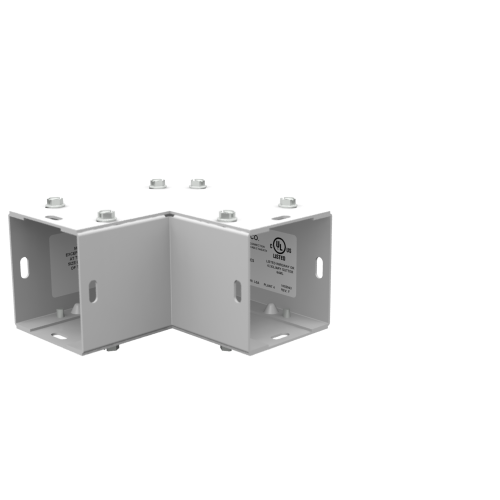 5.06x2.625x5.06 Wireway Elbow 90 Side Wall Access ANSI 61 Gray Steel