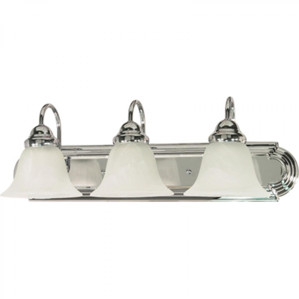 Ballerina - 3 Light 24" Vanity with Alabaster Glass - Polished Chrome Finish