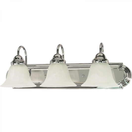 Ballerina - 3 Light 24" Vanity with Alabaster Glass - Polished Chrome Finish