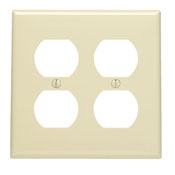 2-Gang Duplex Outlet/Receptacle Wallplate, Standard Size, Thermoplastic Nylon, Light Almond
